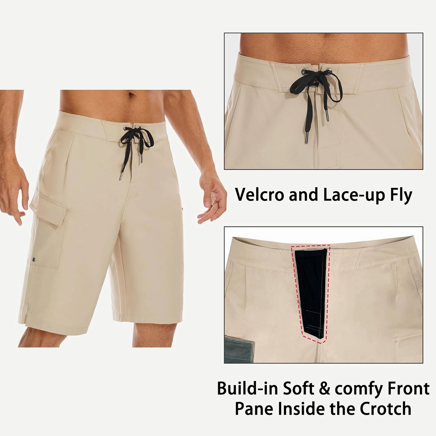22" Men's Board Shorts Swimwear No Mesh Lining - Long Swim Trunks Surf Shorts Bathing Suit with Zipper Pocket UPF50 