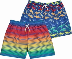 2 or 3-Pack Boys Swim Trunks, Kids Quick Dry Swimming Shorts with Liner - Solid/Printed Swimwear