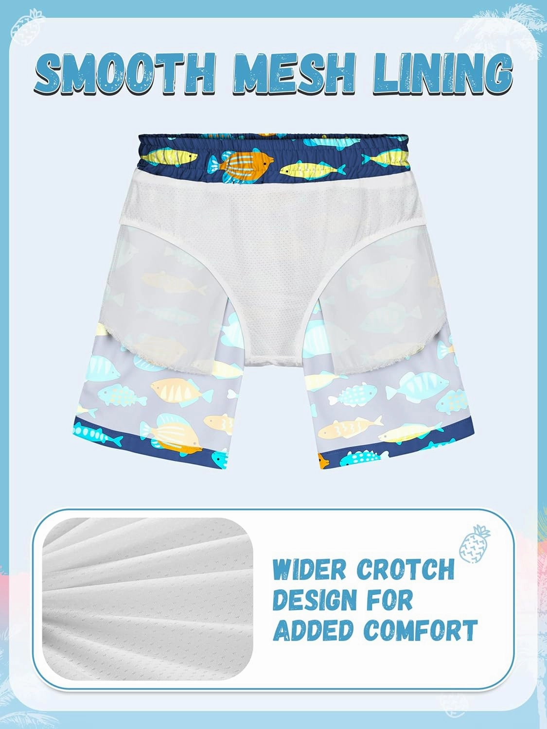 2 Pack Toddler Boys Swim Trunks UPF 50  Swim Shorts with Mesh Liner Boy Stretch Suit Swimsuit