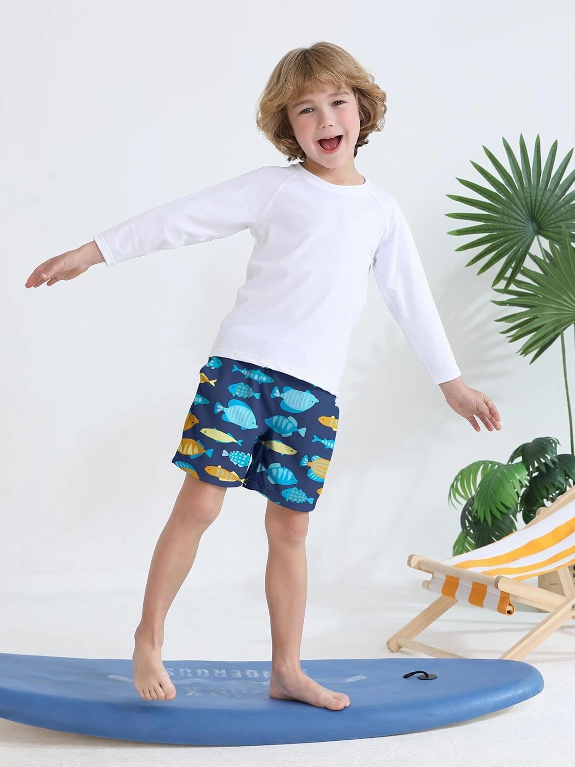 2 Pack Toddler Boys Swim Trunks UPF 50  Swim Shorts with Mesh Liner Boy Stretch Suit Swimsuit