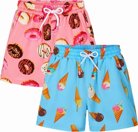 2 Pack Toddler Boys Swim Trunks UPF 50  Swim Shorts with Mesh Liner Boy Stretch Suit Swimsuit