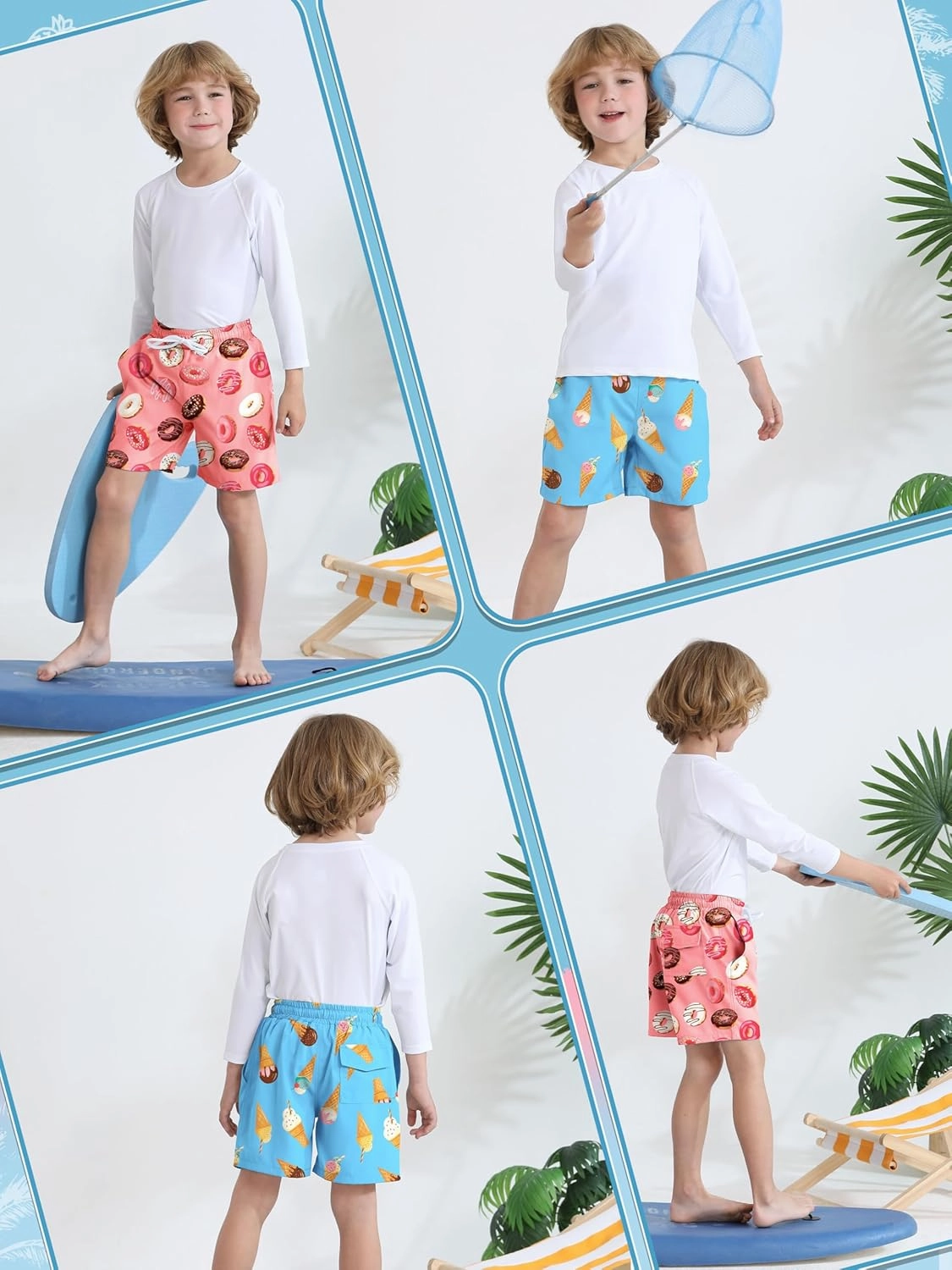 2 Pack Toddler Boys Swim Trunks UPF 50  Swim Shorts with Mesh Liner Boy Stretch Suit Swimsuit