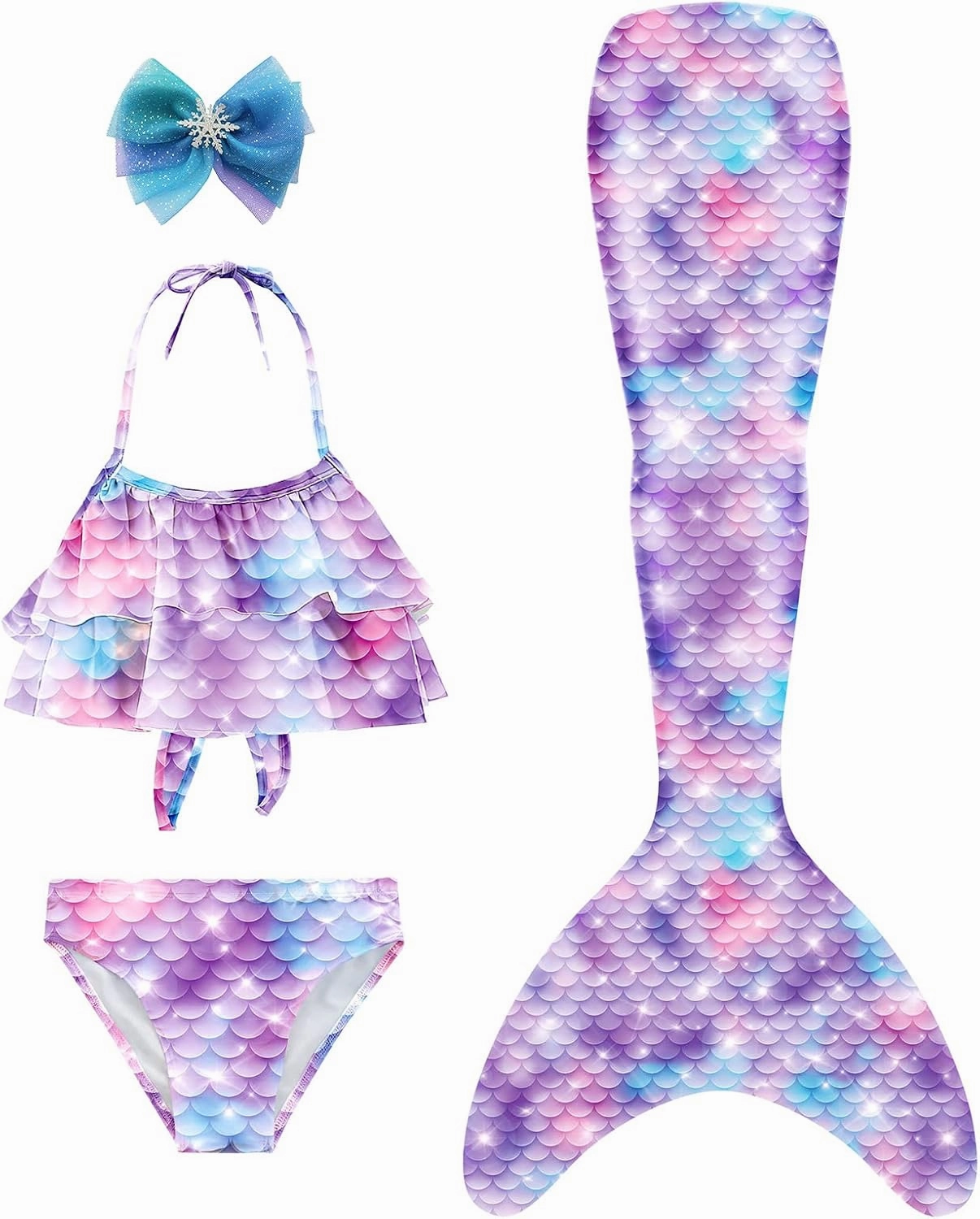3 PCS Girls Swimsuit Bathing Suits Bikini with Cover Up Birthday Gift for Girl 3-9 Years