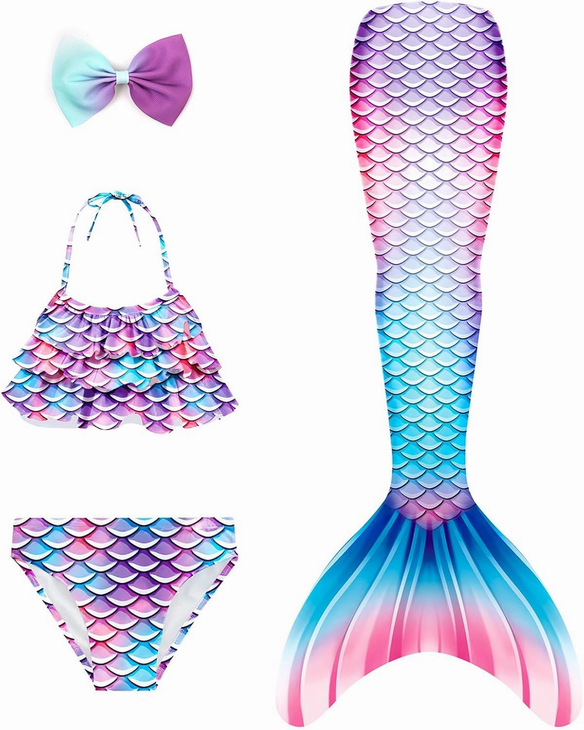 3 PCS Girls Swimsuit Bathing Suits Bikini with Cover Up Birthday Gift for Girl 3-9 Years