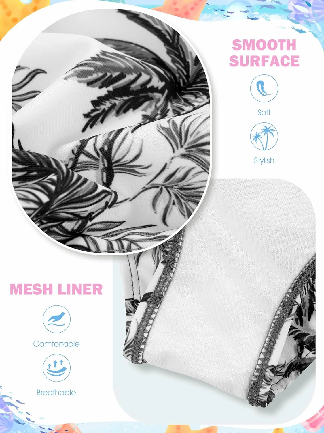 3 Pieces Girls Swimsuits Bikini Set Tropical Print Bikini Set Criss Cross Bathing Suit with Cover Up Skirt for Kids