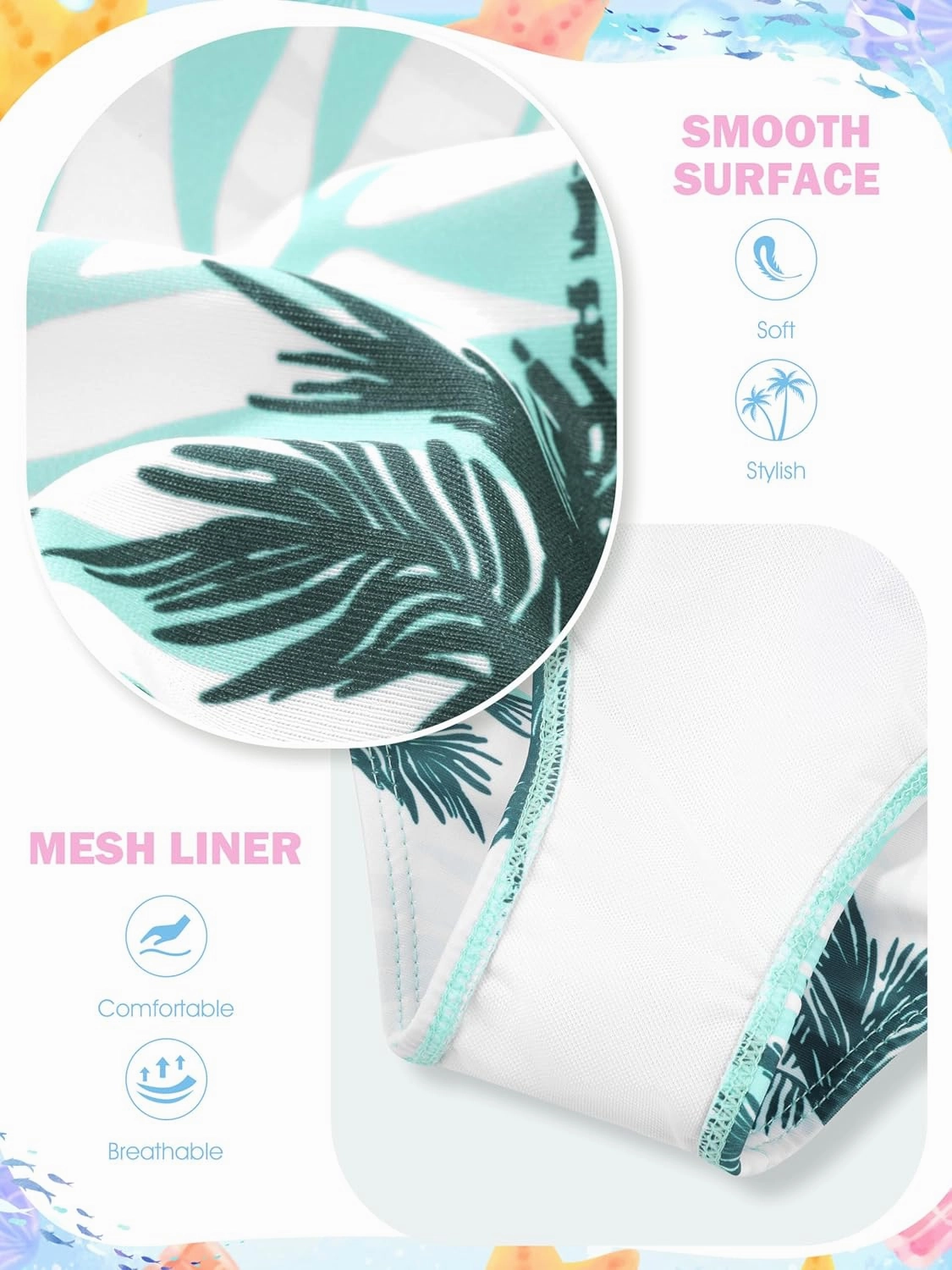 3 Pieces Girls Swimsuits Bikini Set Tropical Print Bikini Set Criss Cross Bathing Suit with Cover Up Skirt for Kids