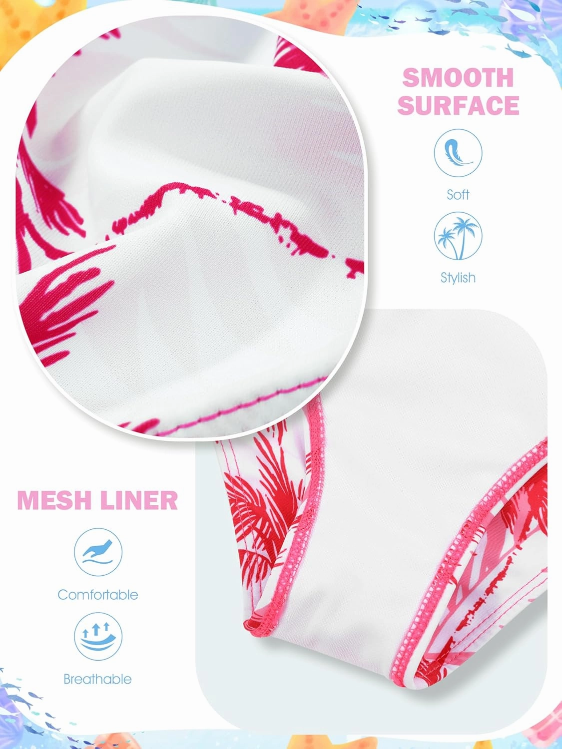 3 Pieces Girls Swimsuits Bikini Set Tropical Print Bikini Set Criss Cross Bathing Suit with Cover Up Skirt for Kids