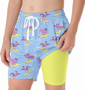 6-20T Boys Swimming Trunks 2 in 1 Bathing Suit Quick Dry Board Shorts