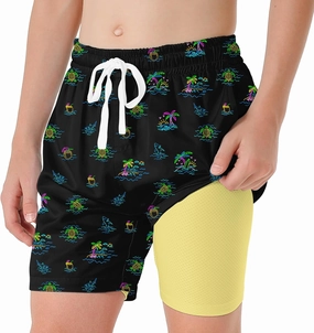 6-20T Boys Swimming Trunks 2 in 1 Bathing Suit Quick Dry Board Shorts