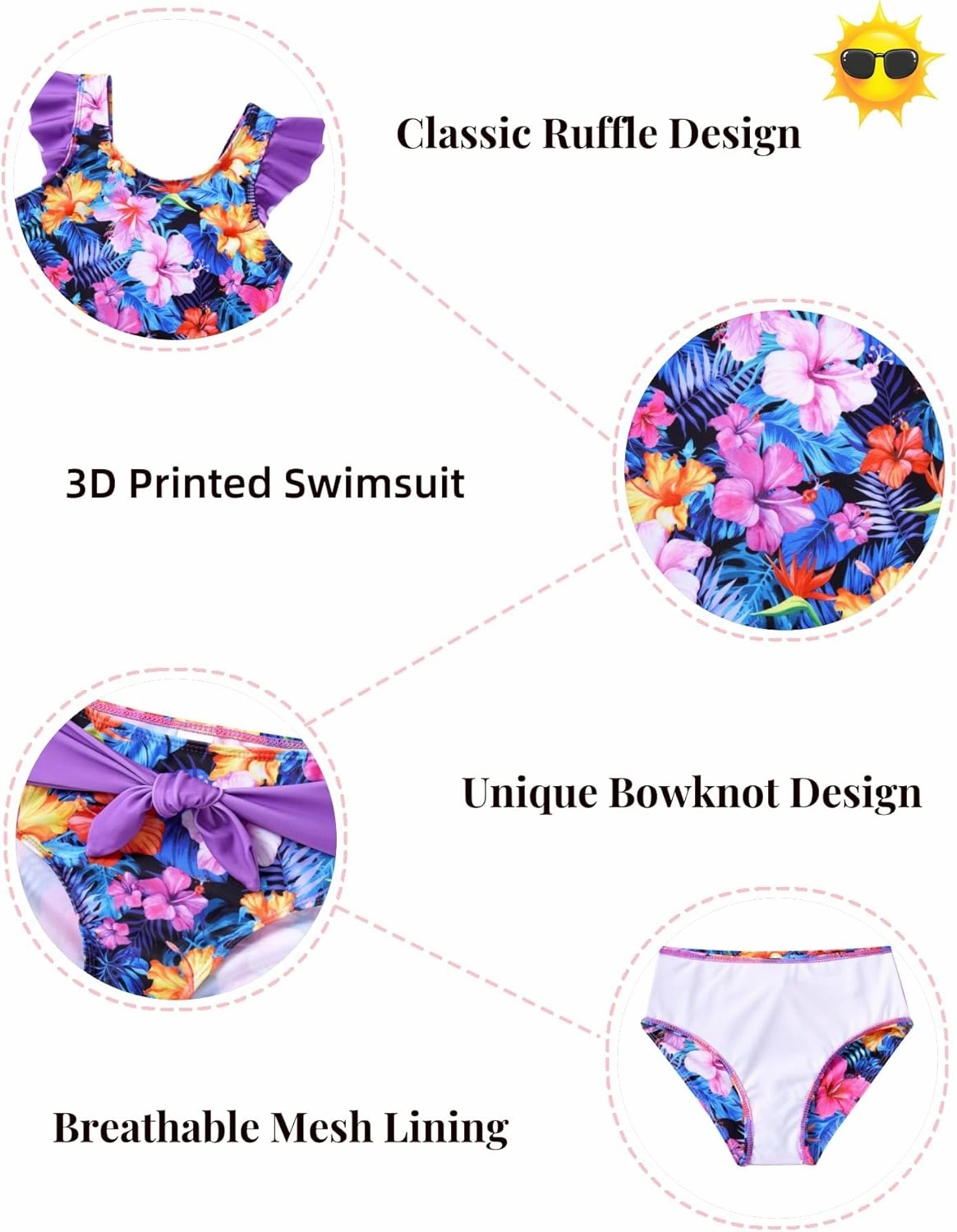 8-12T Girls 2-Piece Bathing Suit Marbling Print Summer Ruffle Swimsuit Tankini Sets Beach Sport Kids Swimsuit