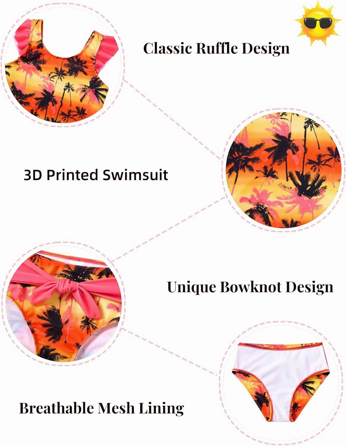 8-12T Girls 2-Piece Bathing Suit Marbling Print Summer Ruffle Swimsuit Tankini Sets Beach Sport Kids Swimsuit