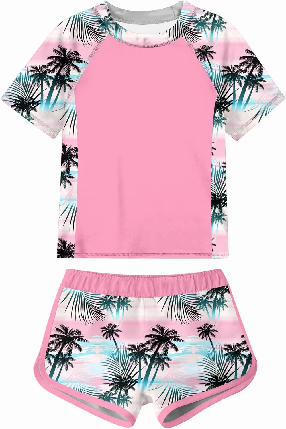 ADUKIDE Girls Rash Guard Swimsuit 2-Piece Bathing Suit UPF 50  Summer Beach Swimwear Size 7-14T