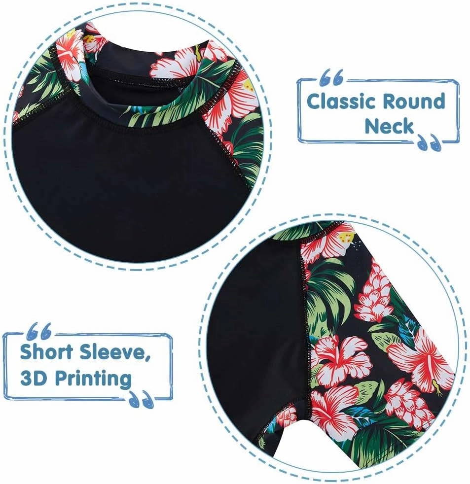 ADUKIDE Girls Rash Guard Swimsuit 2-Piece Bathing Suit UPF 50  Summer Beach Swimwear Size 7-14T
