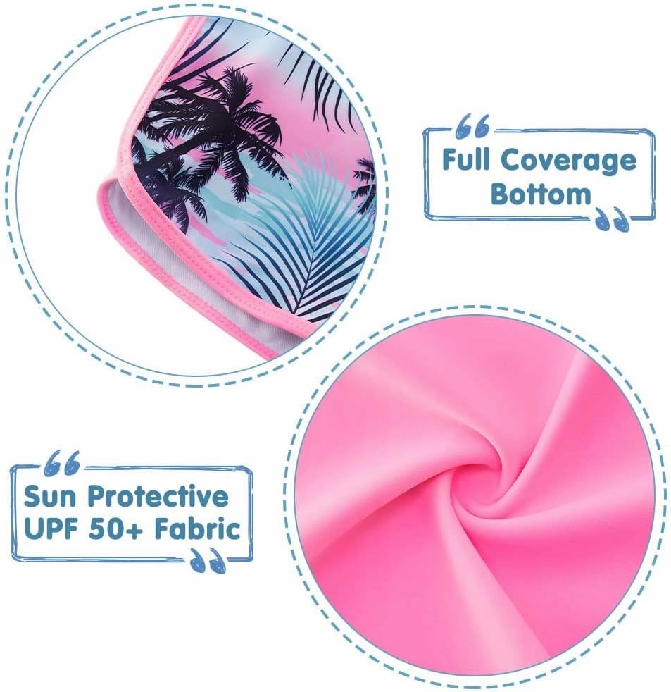 ADUKIDE Girls Rash Guard Swimsuit 2-Piece Bathing Suit UPF 50  Summer Beach Swimwear Size 7-14T