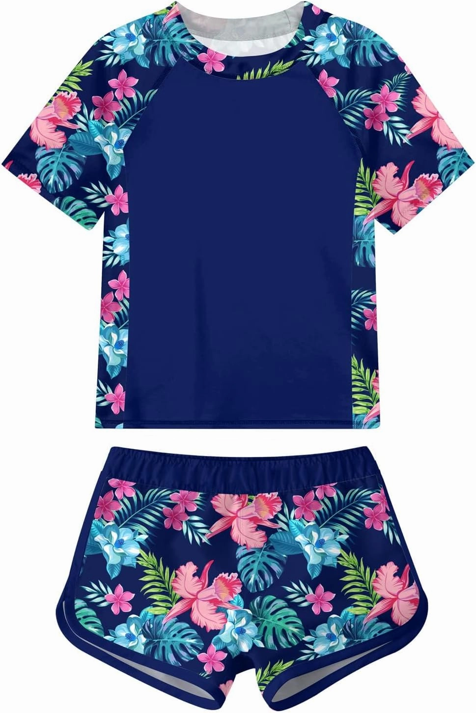 ADUKIDE Girls Rash Guard Swimsuit 2-Piece Bathing Suit UPF 50  Summer Beach Swimwear Size 7-14T