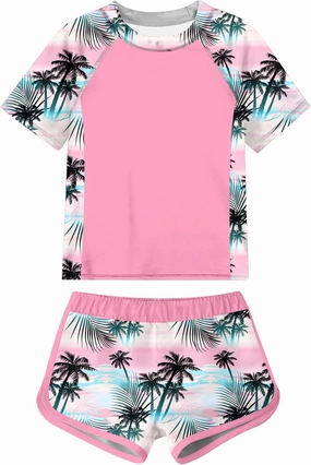ADUKIDE Girls Rash Guard Swimsuit 2-Piece Bathing Suit UPF 50  Summer Beach Swimwear Size 7-14T
