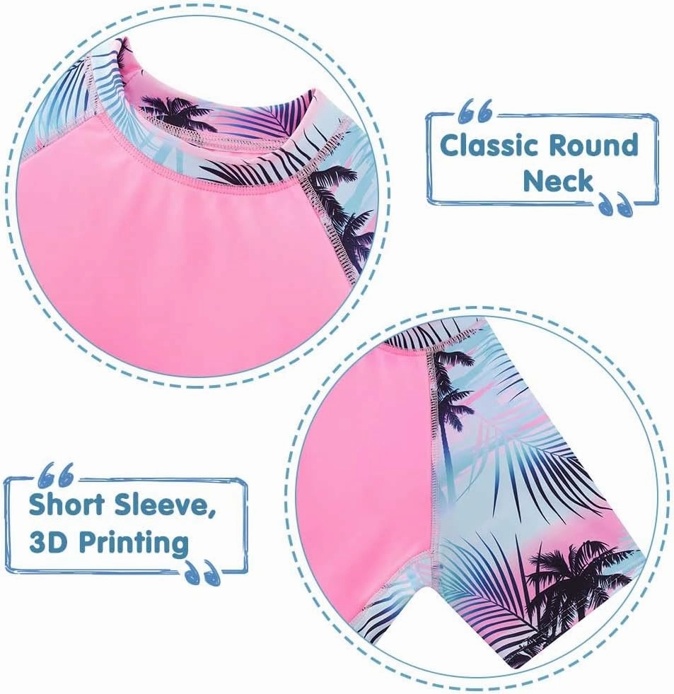 ADUKIDE Girls Rash Guard Swimsuit 2-Piece Bathing Suit UPF 50  Summer Beach Swimwear Size 7-14T