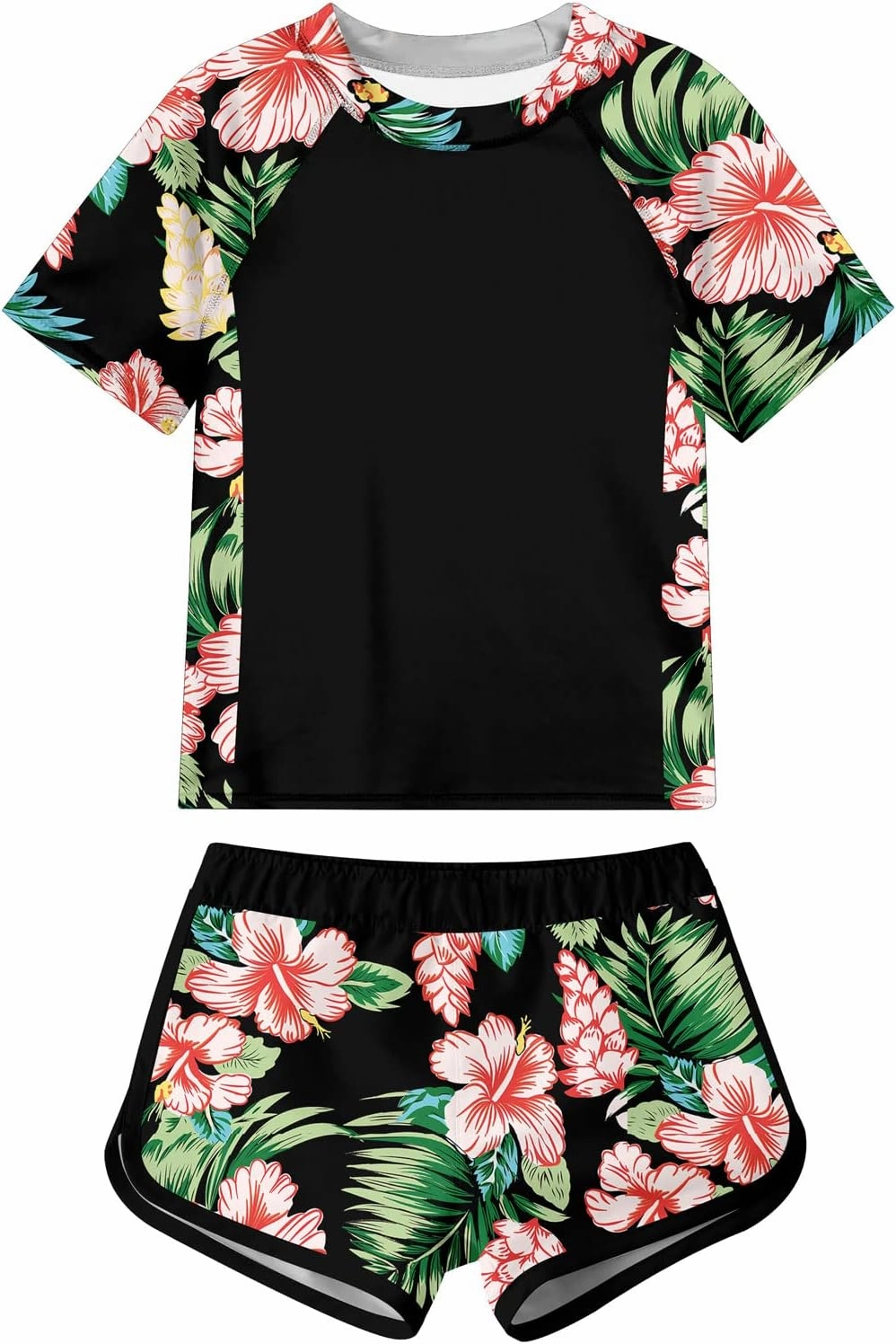 ADUKIDE Girls Rash Guard Swimsuit 2-Piece Bathing Suit UPF 50  Summer Beach Swimwear Size 7-14T