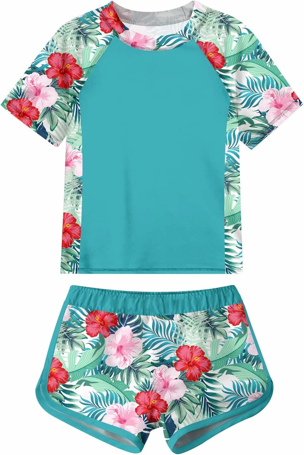 ADUKIDE Girls Rash Guard Swimsuit 2-Piece Bathing Suit UPF 50  Summer Beach Swimwear Size 7-14T