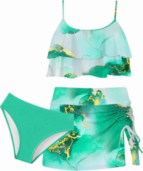 ADUKIDE Kids Girls Bathing Suit Cute 3 Piece Swimsuit Ruffle Sling Bikini Size 7-12T