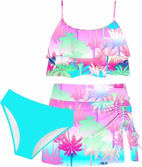 ADUKIDE Kids Girls Bathing Suit Cute 3 Piece Swimsuit Ruffle Sling Bikini Size 7-12T