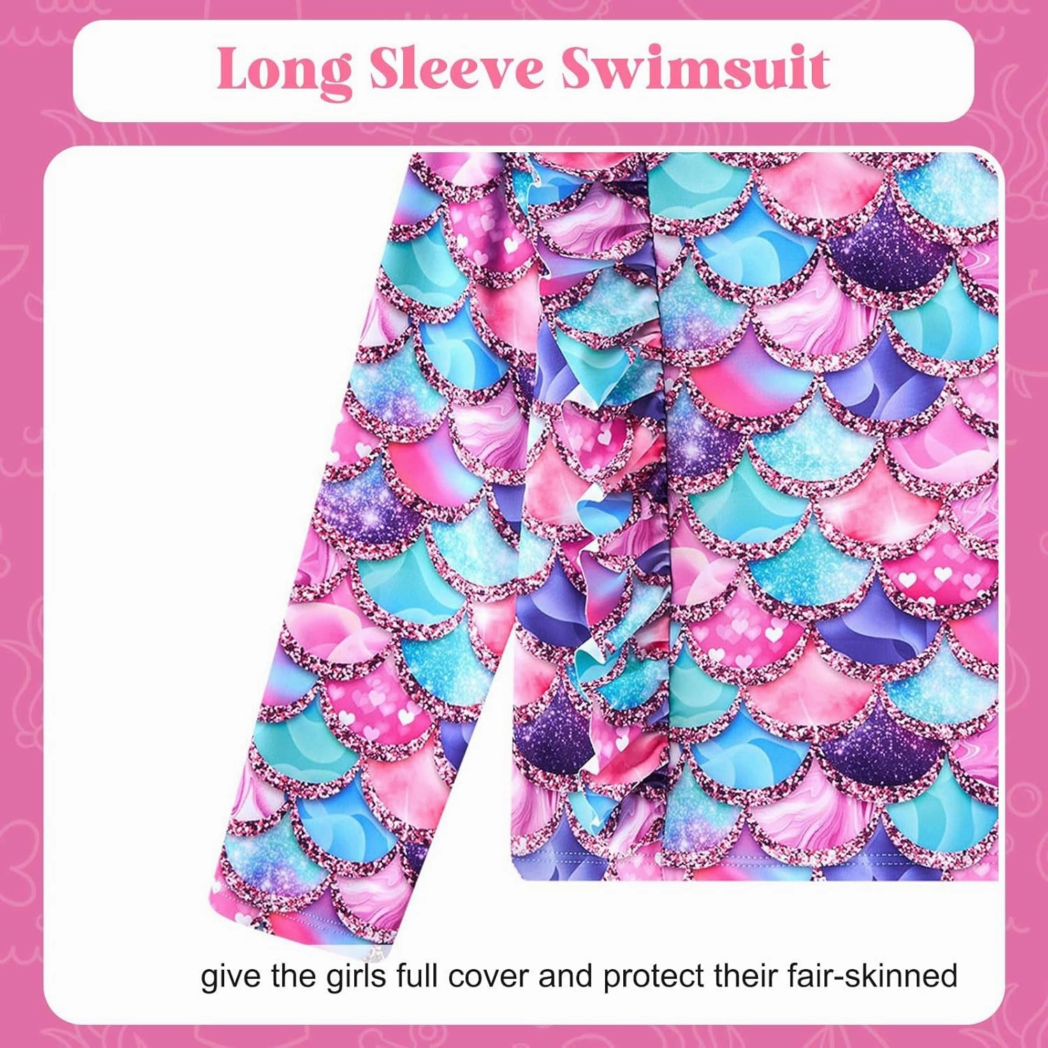 ADUKIDE Toddler Girl Swimsuit 2-6T Swimsuits for Girls Long Sleeve Bathing Suit for Toddler Girl 2 Piece Swimwear