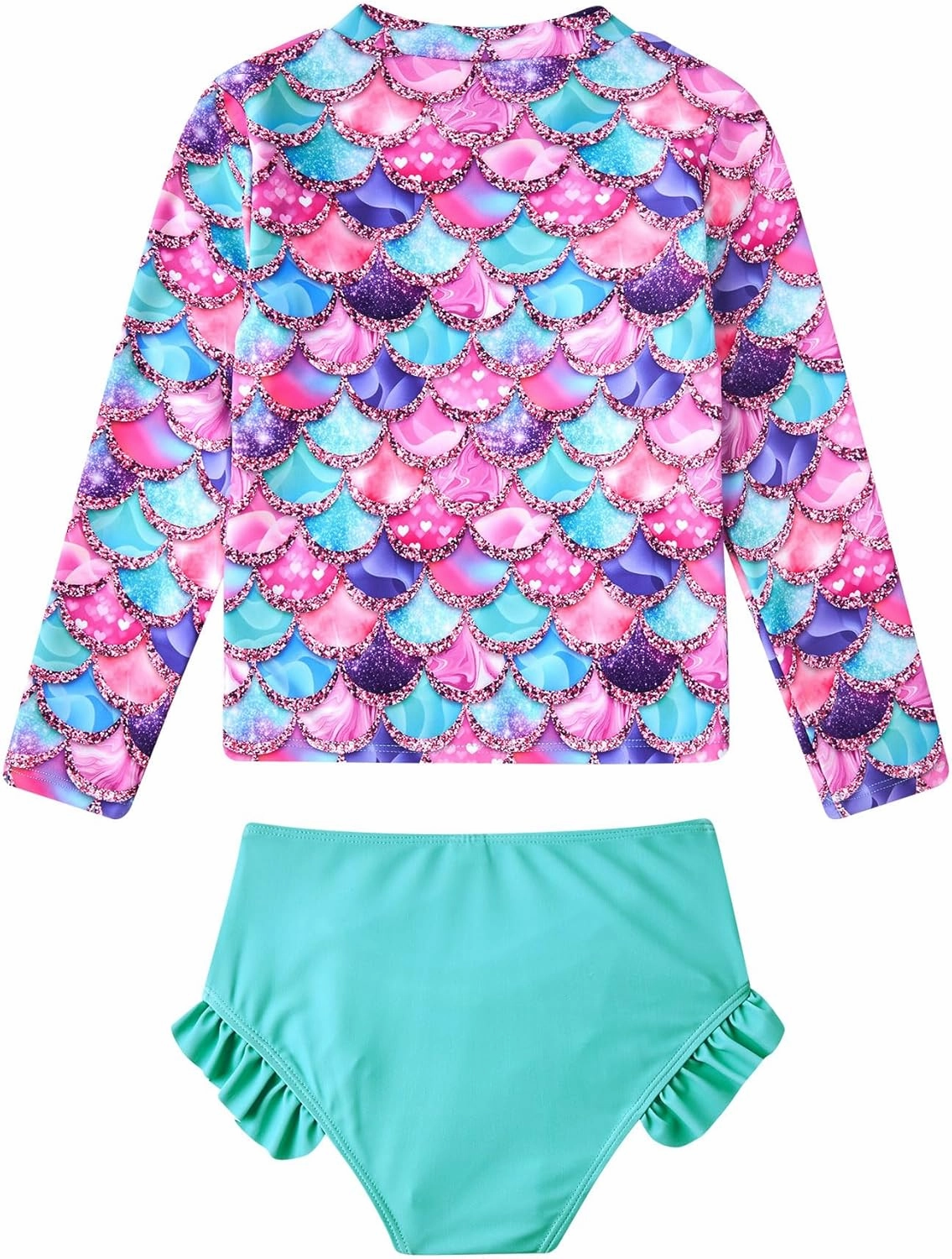 ADUKIDE Toddler Girl Swimsuit 2-6T Swimsuits for Girls Long Sleeve Bathing Suit for Toddler Girl 2 Piece Swimwear
