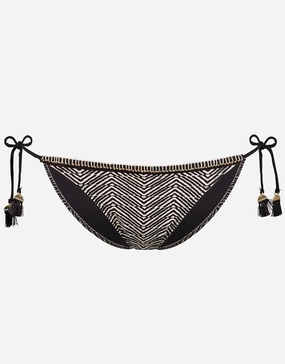 Afro Gem Tie Bikini Bottom - Black/Canvas
