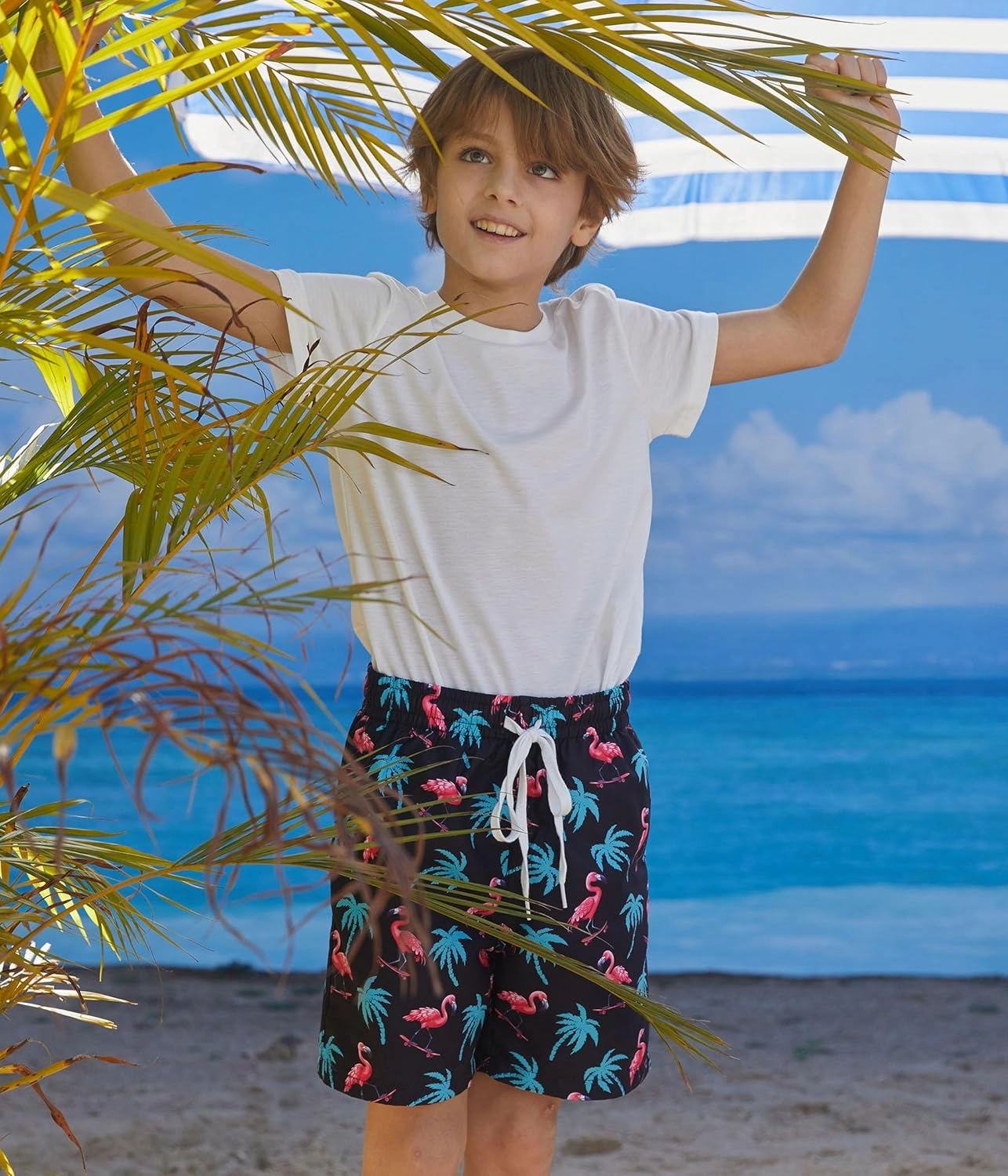 Ahegao Boys Swim Trunks with Compression Liner Big Kids Bathing Suit Quick Dry Board Shorts for 6-20 Years