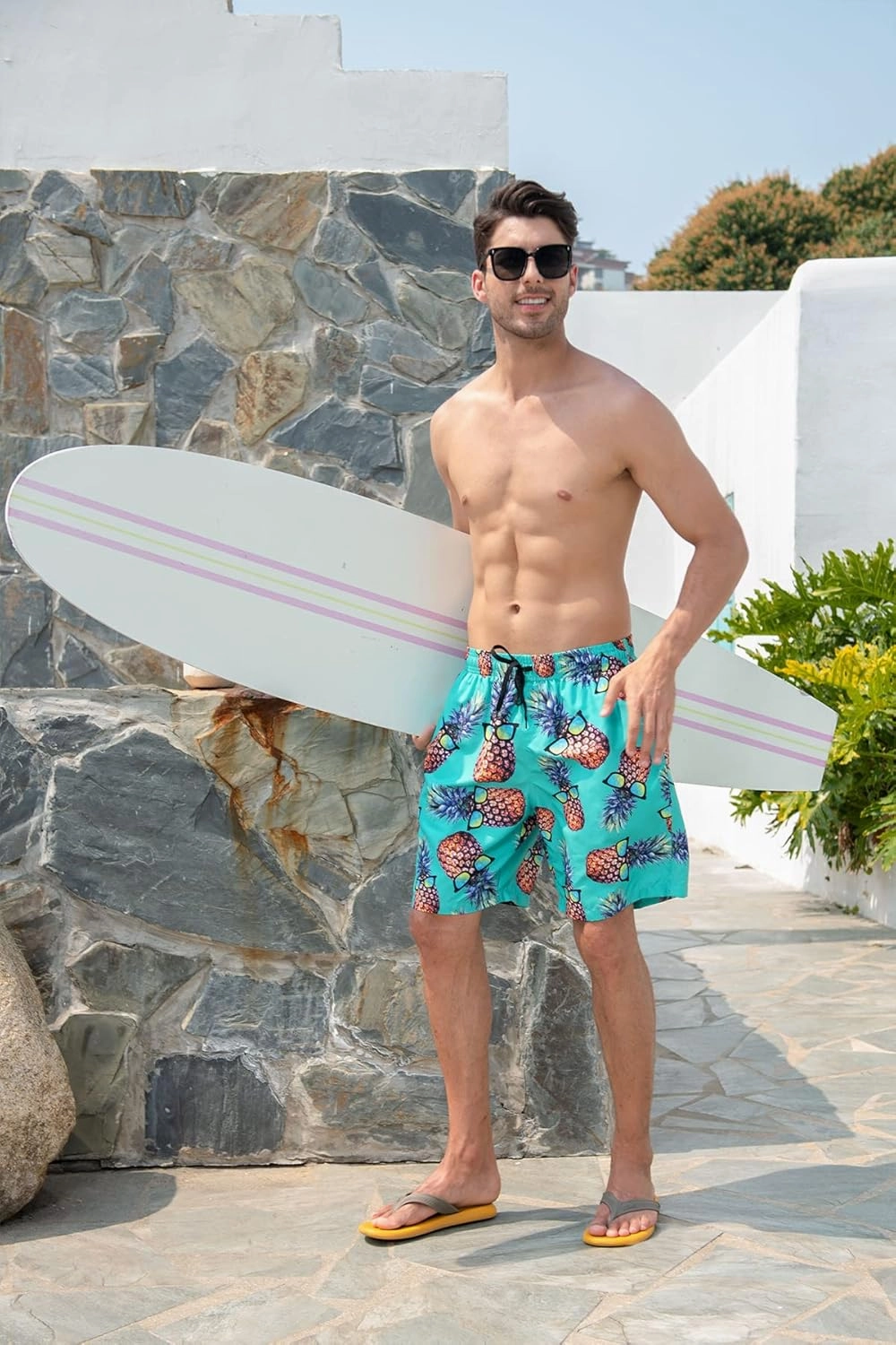 Ahegao Men's Swim Trunks Quick Dry 3D Printed Beach Board Shorts with Pockets Cool Mesh Lining Bathing Suits