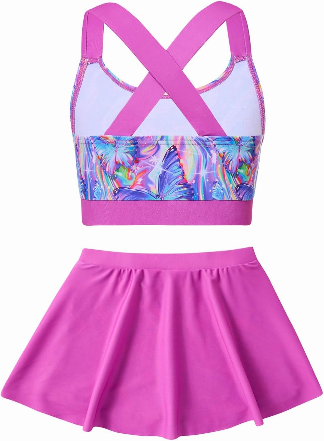 AIDEAONE Girls Swimsuit Two Piece Tankini Skirt Set with Boyshort Summer Beach Bathing Suit Size 6-13