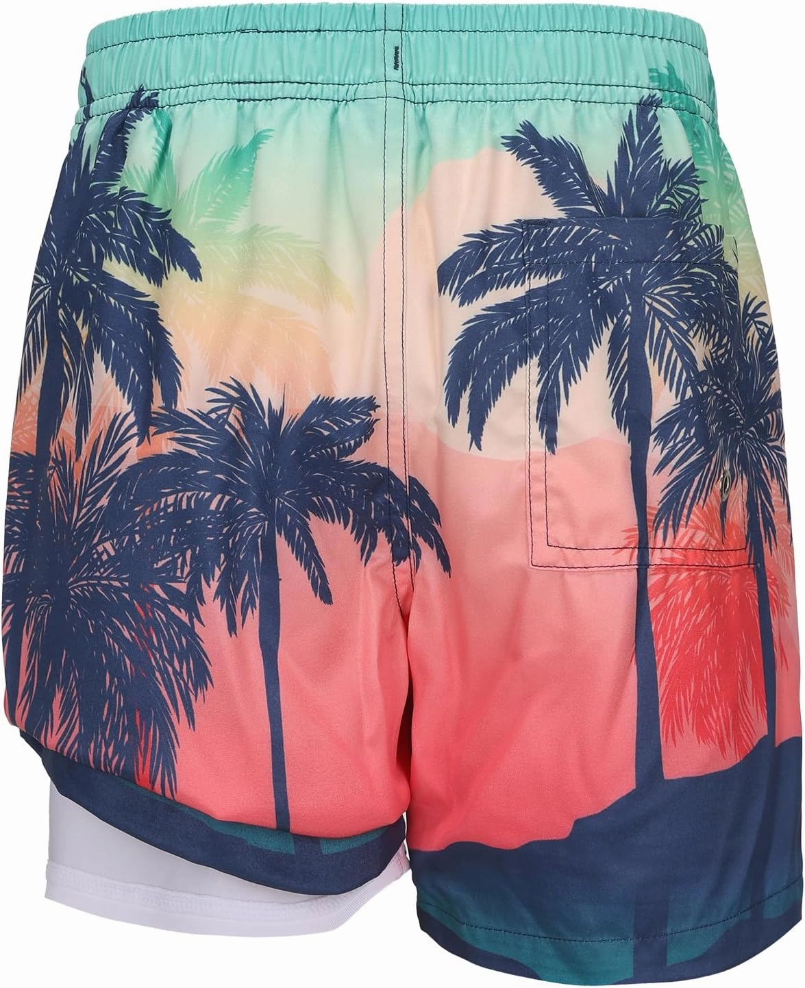 Aisyee Boys Swim Trunks with Compression Liner Swim Shorts Boys Boards Shorts with Boxer Brief Liner 7-16 Years