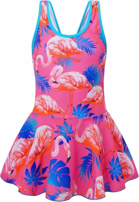 Akokvlar Girl One Piece Swimsuit with Skirt Bathing Suit Swimwear 3-16Y