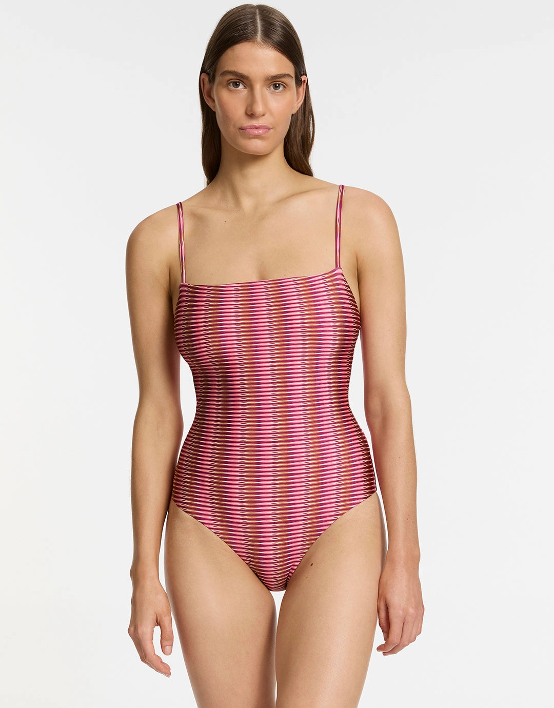 Alessia Geo Minimal Tank Swimsuit - Peony