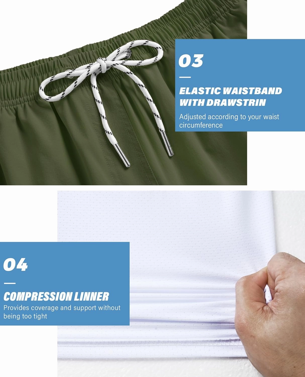 Alimens & Gentle Mens Swim Trunks 5" with Compression Linner Swim Shorts with Zipper Pocket Quick Dry Board Shorts for Men