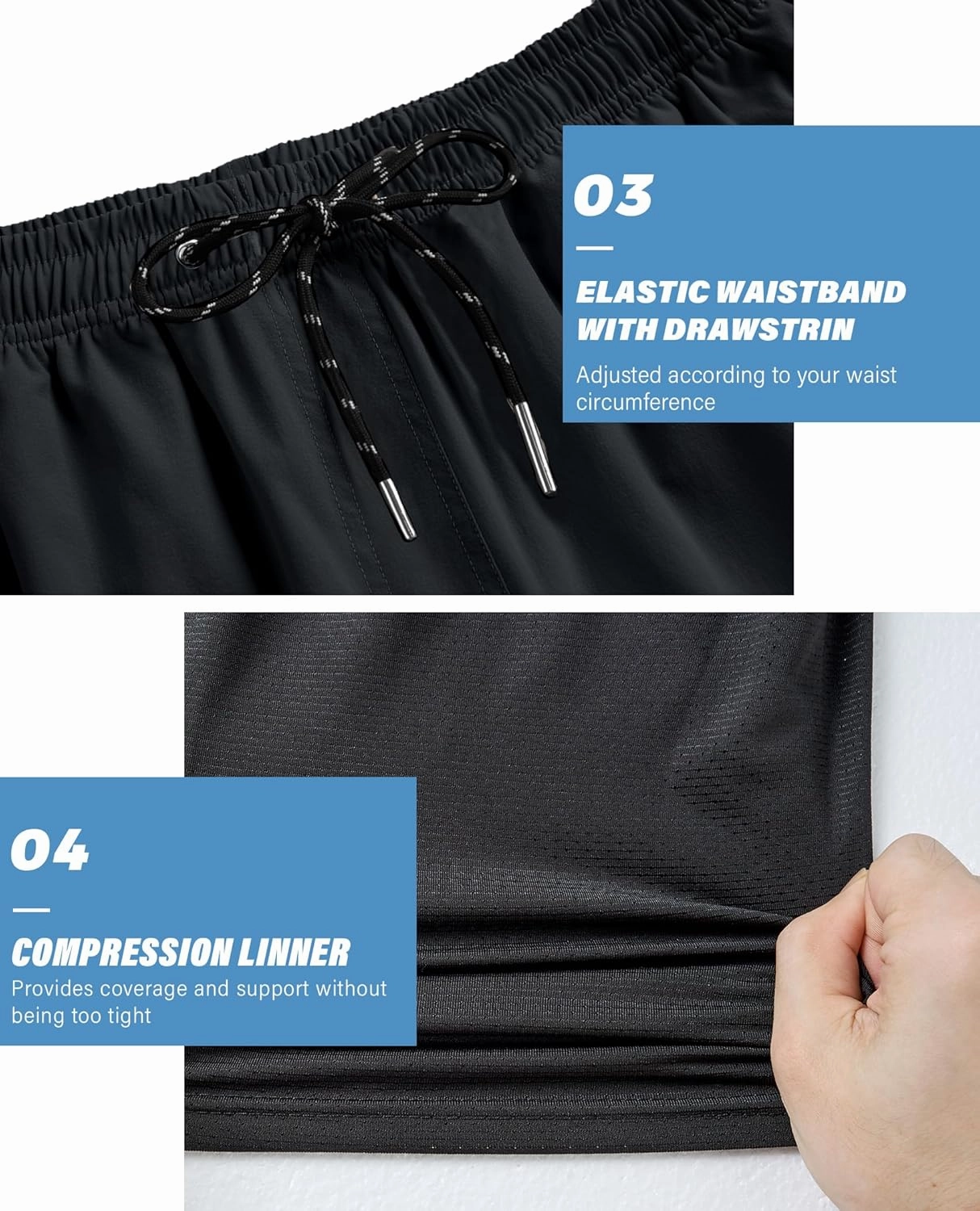 Alimens & Gentle Mens Swim Trunks 5" with Compression Linner Swim Shorts with Zipper Pocket Quick Dry Board Shorts for Men