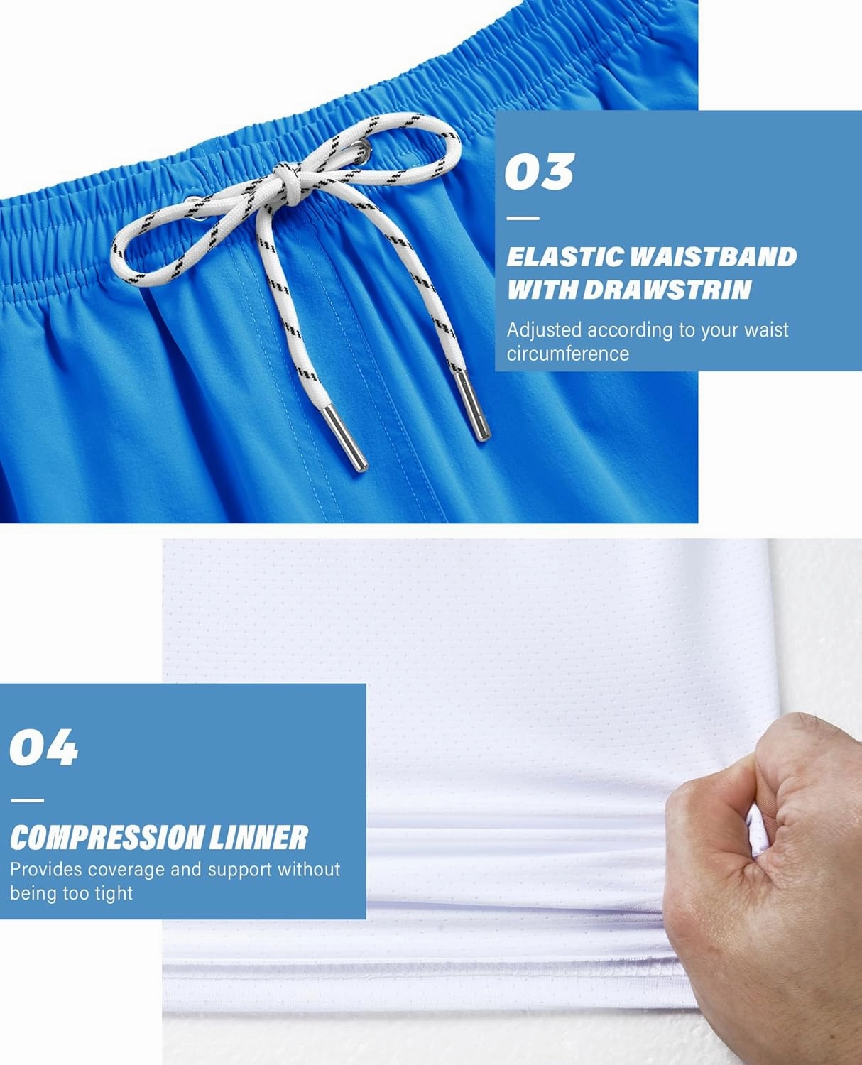 Alimens & Gentle Mens Swim Trunks 5" with Compression Linner Swim Shorts with Zipper Pocket Quick Dry Board Shorts for Men