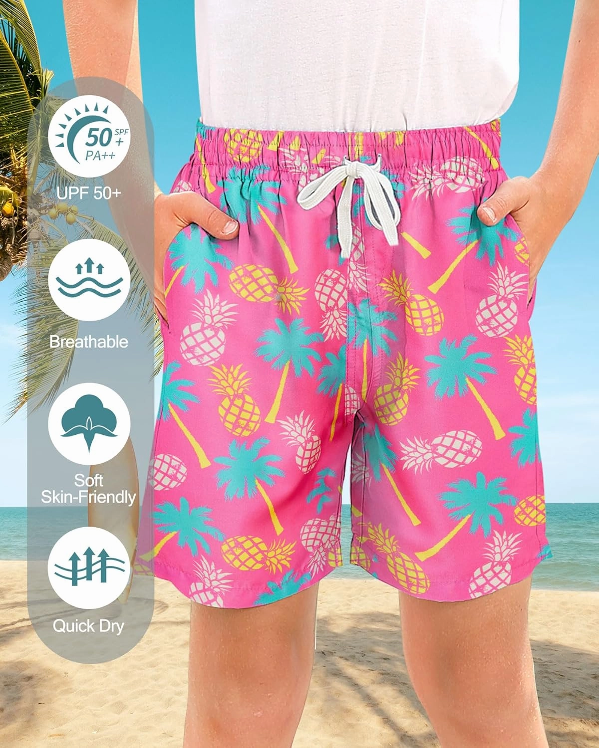 ALISISTER Boys Swim Trunks Compression Liner Swim Shorts Bathing Suit with Boxer Brief Quick Dry Swimwear 7-20T