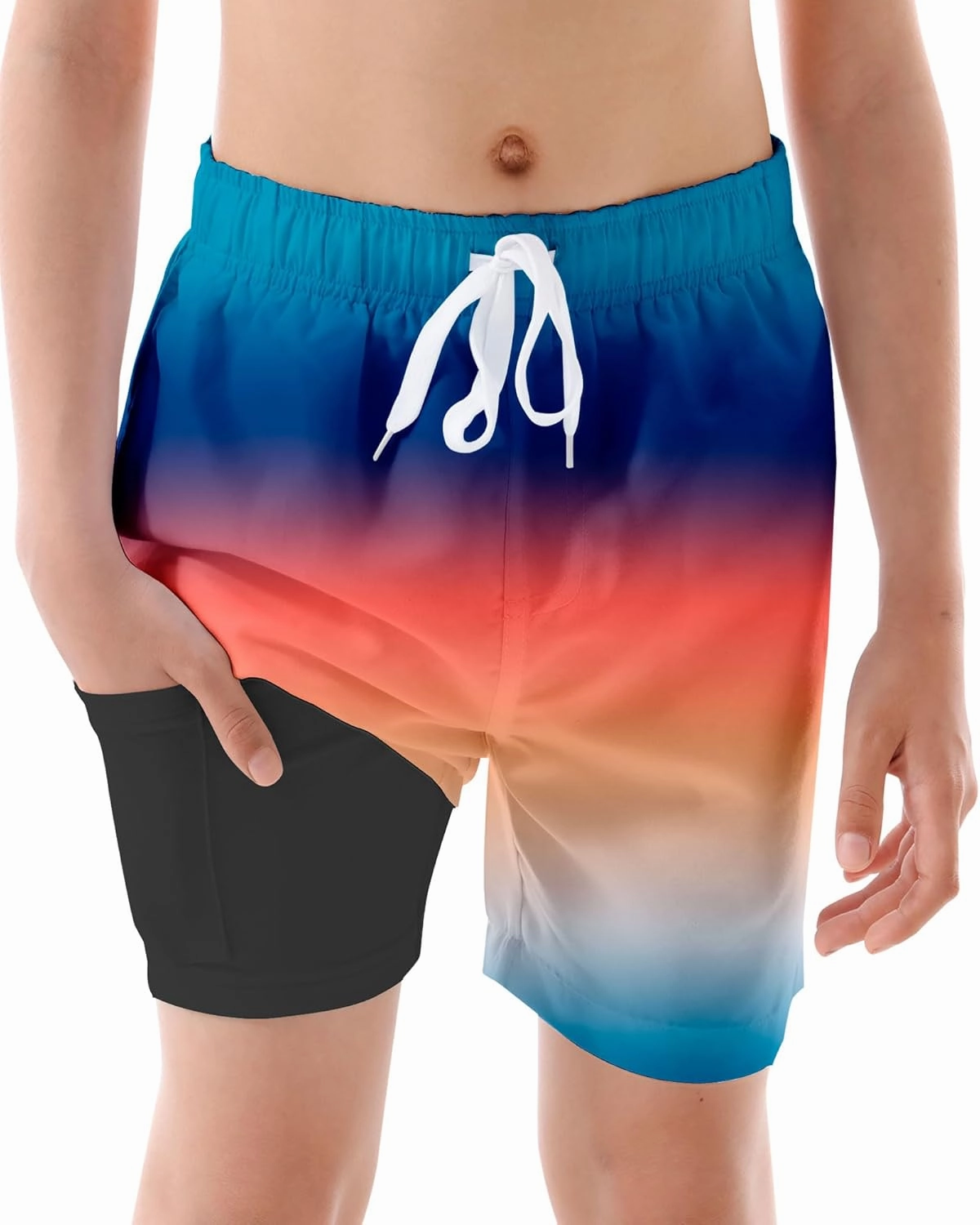 ALISISTER Boys Swim Trunks Compression Liner Swim Shorts Bathing Suit with Boxer Brief Quick Dry Swimwear 7-20T
