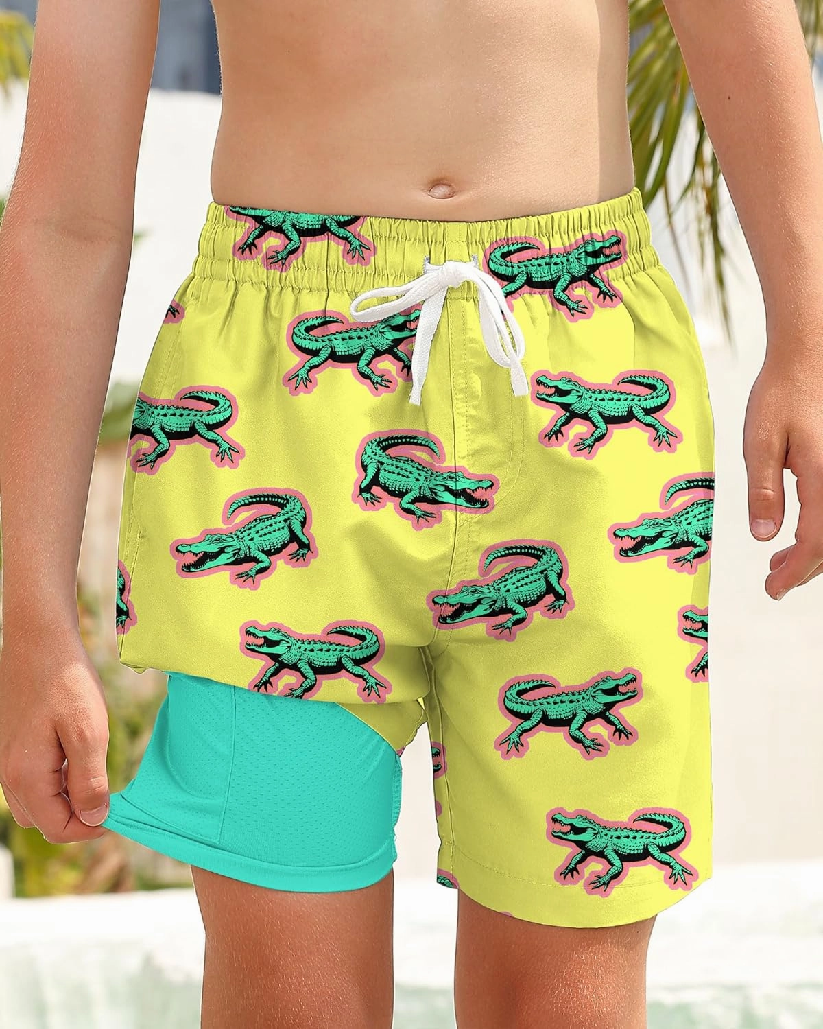 ALISISTER Boys Swim Trunks Compression Liner Swim Shorts Bathing Suit with Boxer Brief Quick Dry Swimwear 7-20T
