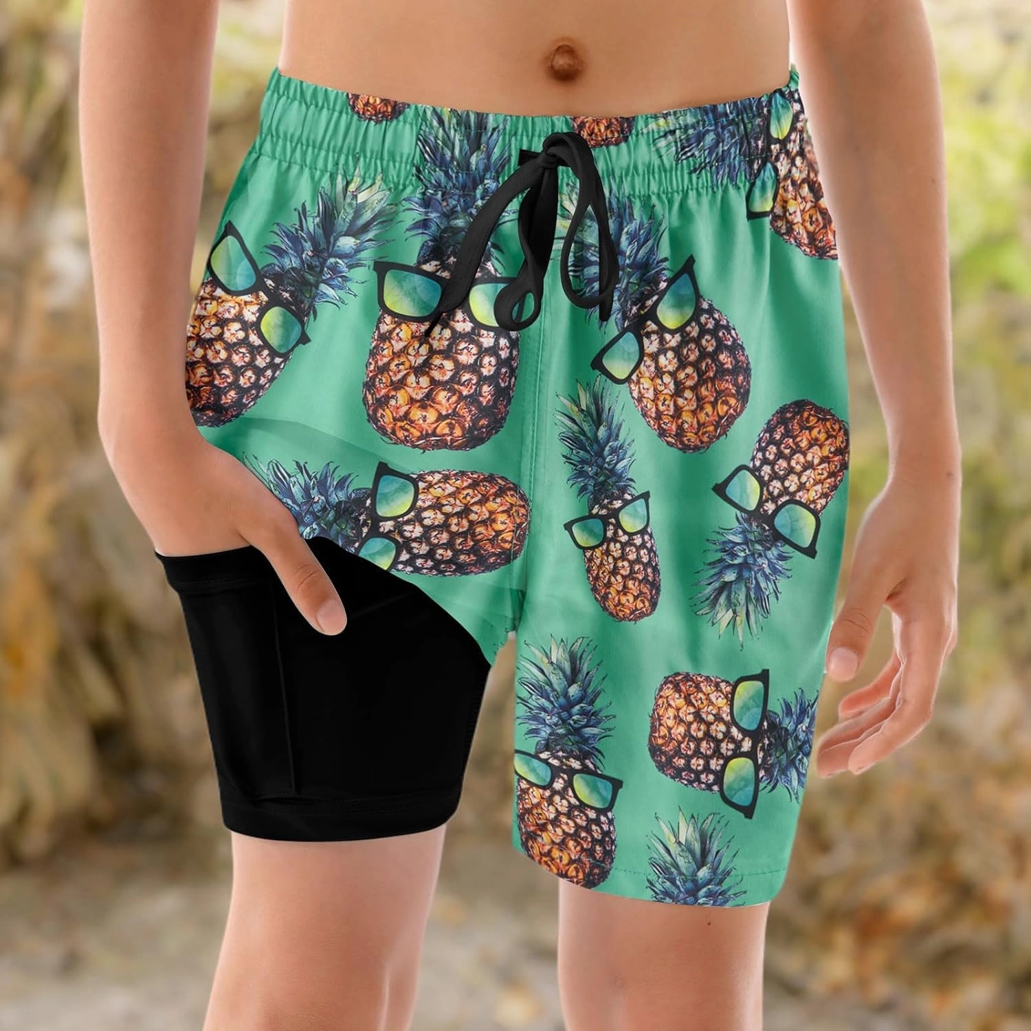 ALISISTER Boys Swim Trunks with Compression Liner with Pockets Bathing Suit 2-20 Years Old