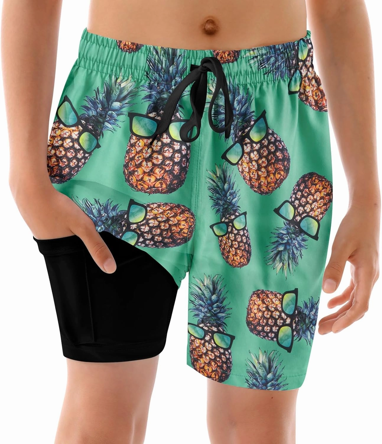 ALISISTER Boys Swim Trunks with Compression Liner with Pockets Bathing Suit 2-20 Years Old