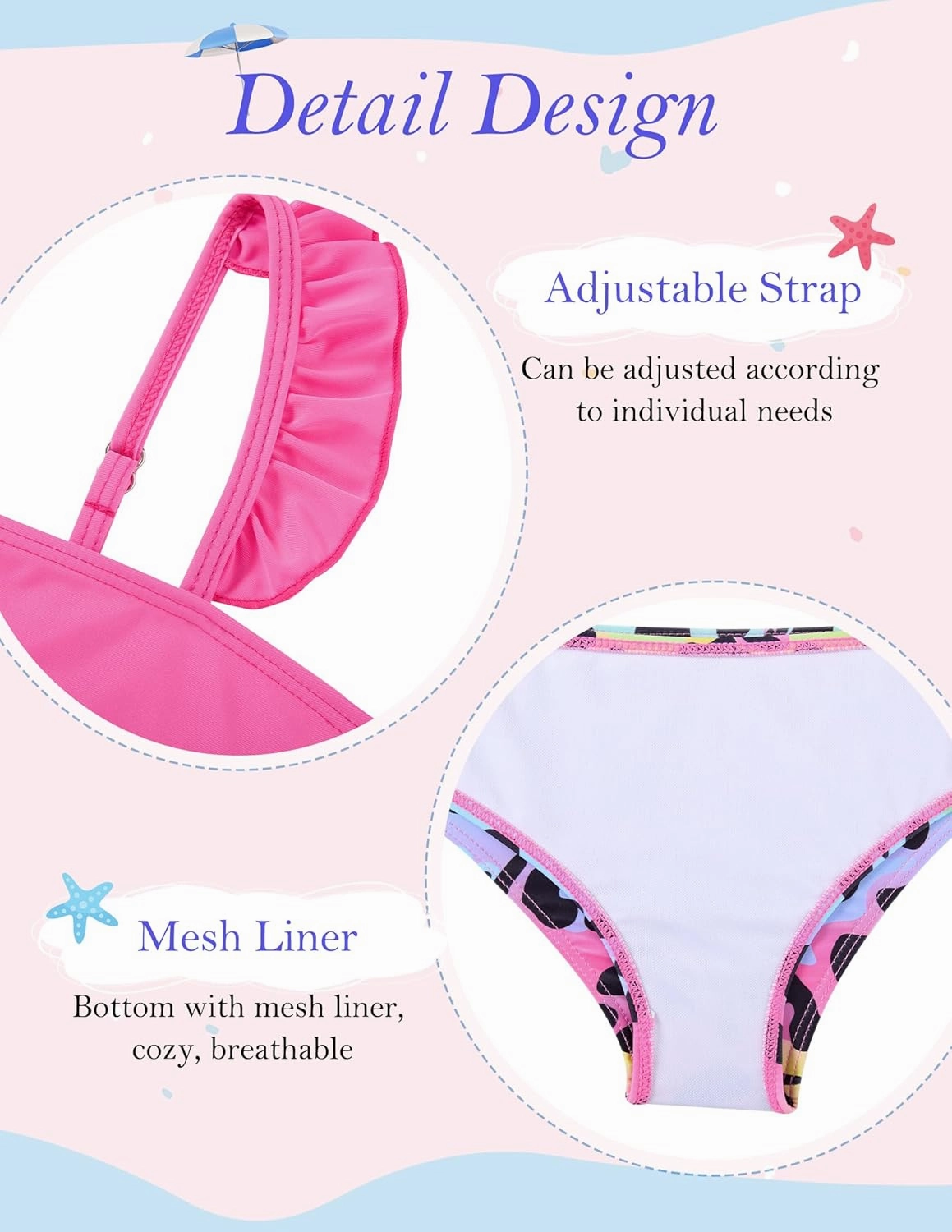 ALISISTER Girls Bathing Suits 3 Piece Swimsuit Summer Bikini Tankini Sets with Cover Up Skirt for 5-12 Years