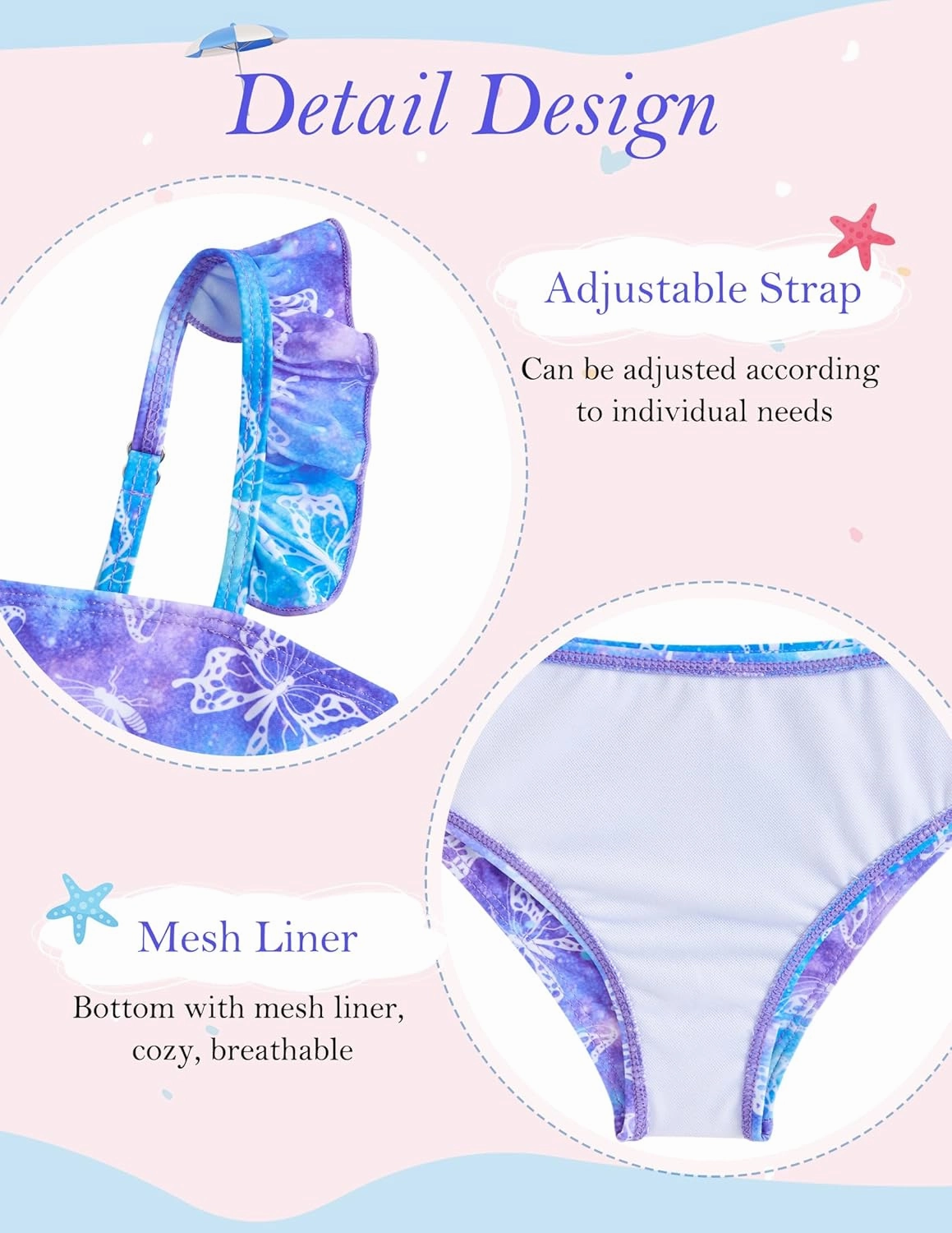 ALISISTER Girls Bathing Suits 3 Piece Swimsuit Summer Bikini Tankini Sets with Cover Up Skirt for 5-12 Years