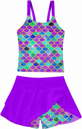 ALISISTER Girls Tankini Swimsuit Two Piece Bathing Suits Summer Beach Swimwear with Shorts for 7-12 Years
