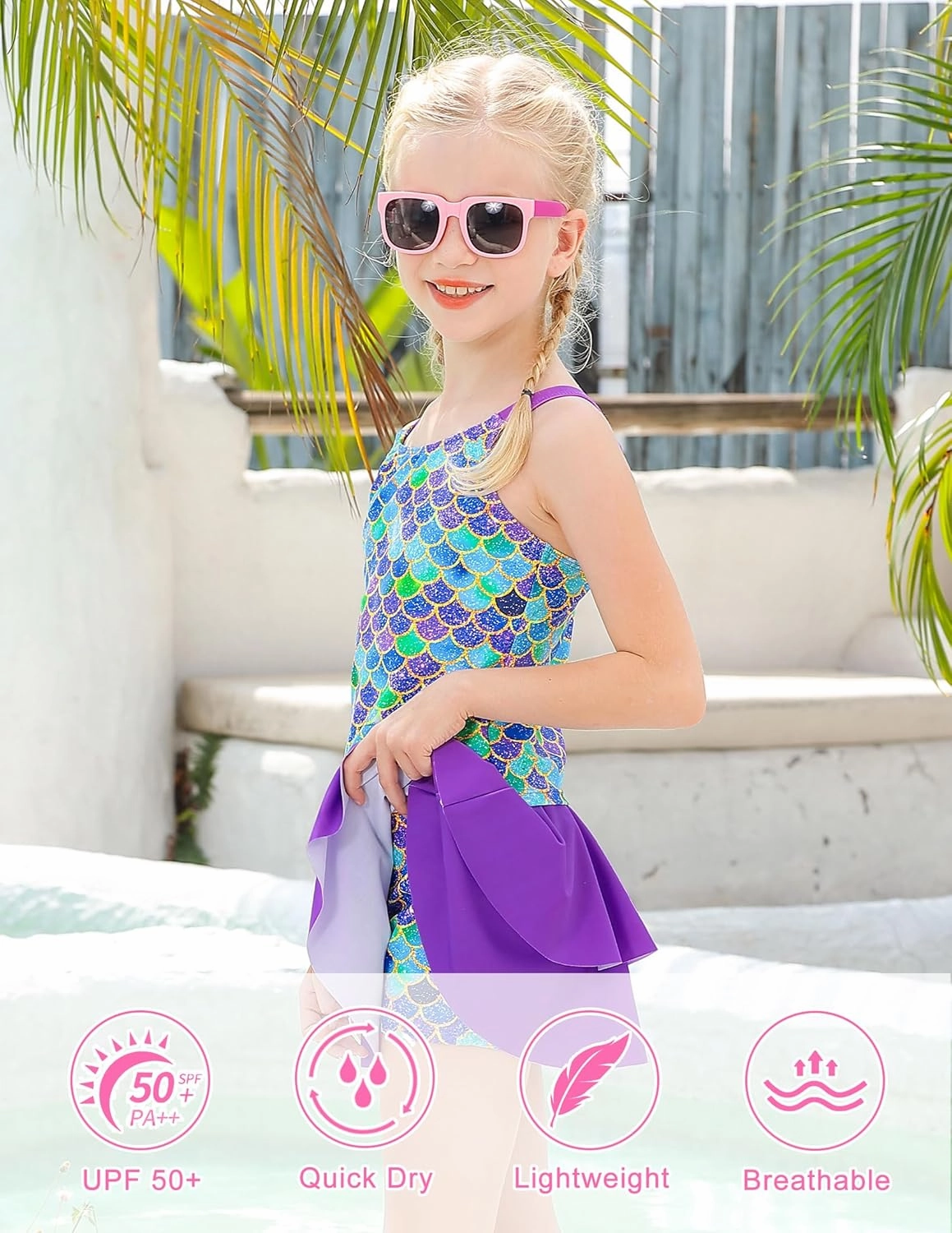 ALISISTER Girls Tankini Swimsuit Two Piece Bathing Suits Summer Beach Swimwear with Shorts for 7-12 Years