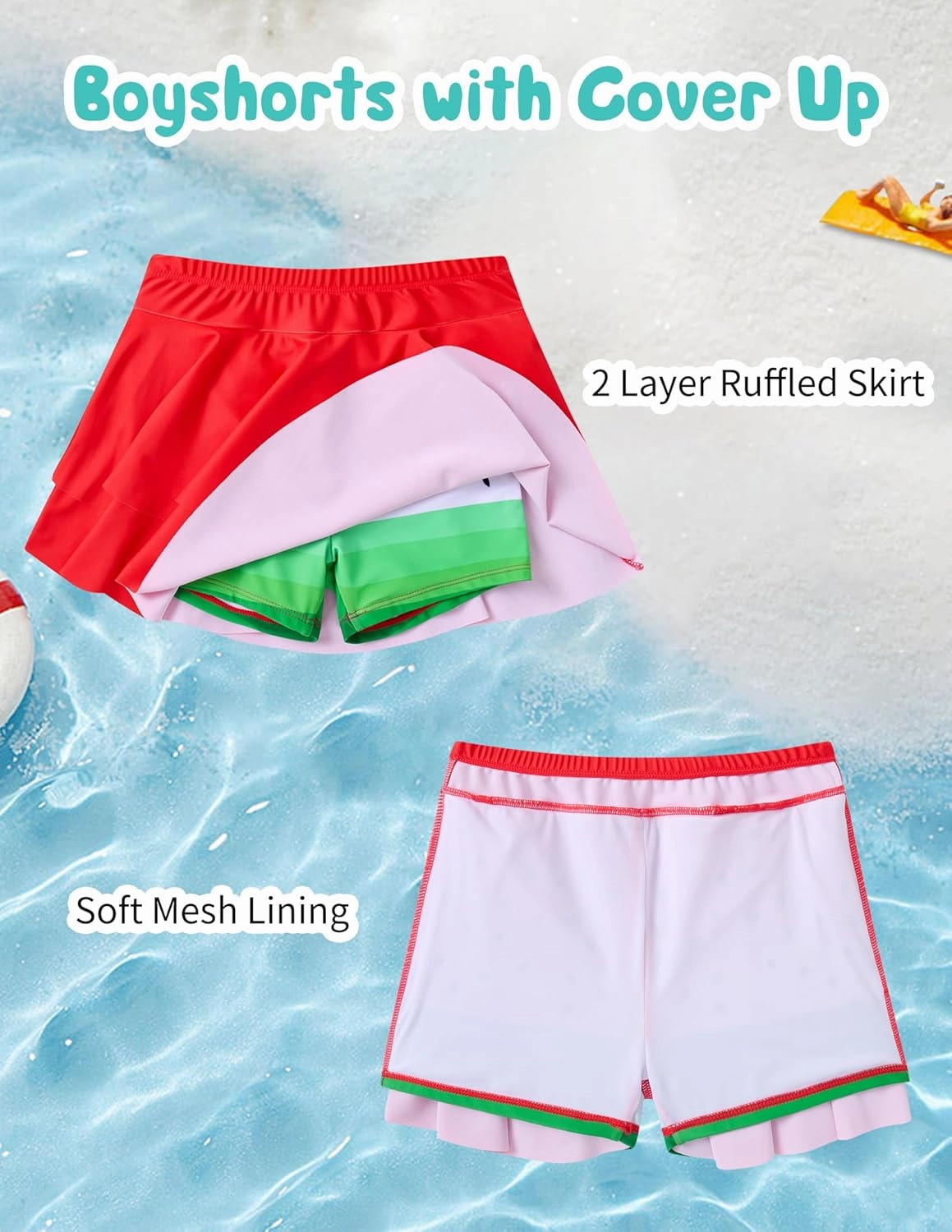 ALISISTER Girls Tankini Swimsuit Two Piece Bathing Suits Summer Beach Swimwear with Shorts for 7-12 Years
