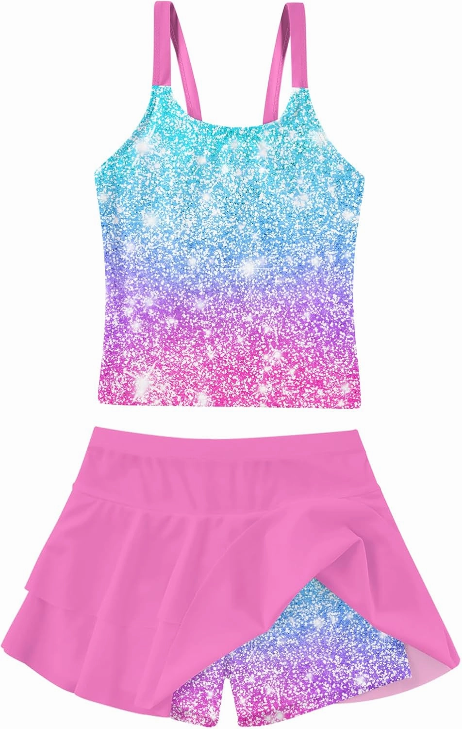 ALISISTER Girls Tankini Swimsuit Two Piece Bathing Suits Summer Beach Swimwear with Shorts for 7-12 Years
