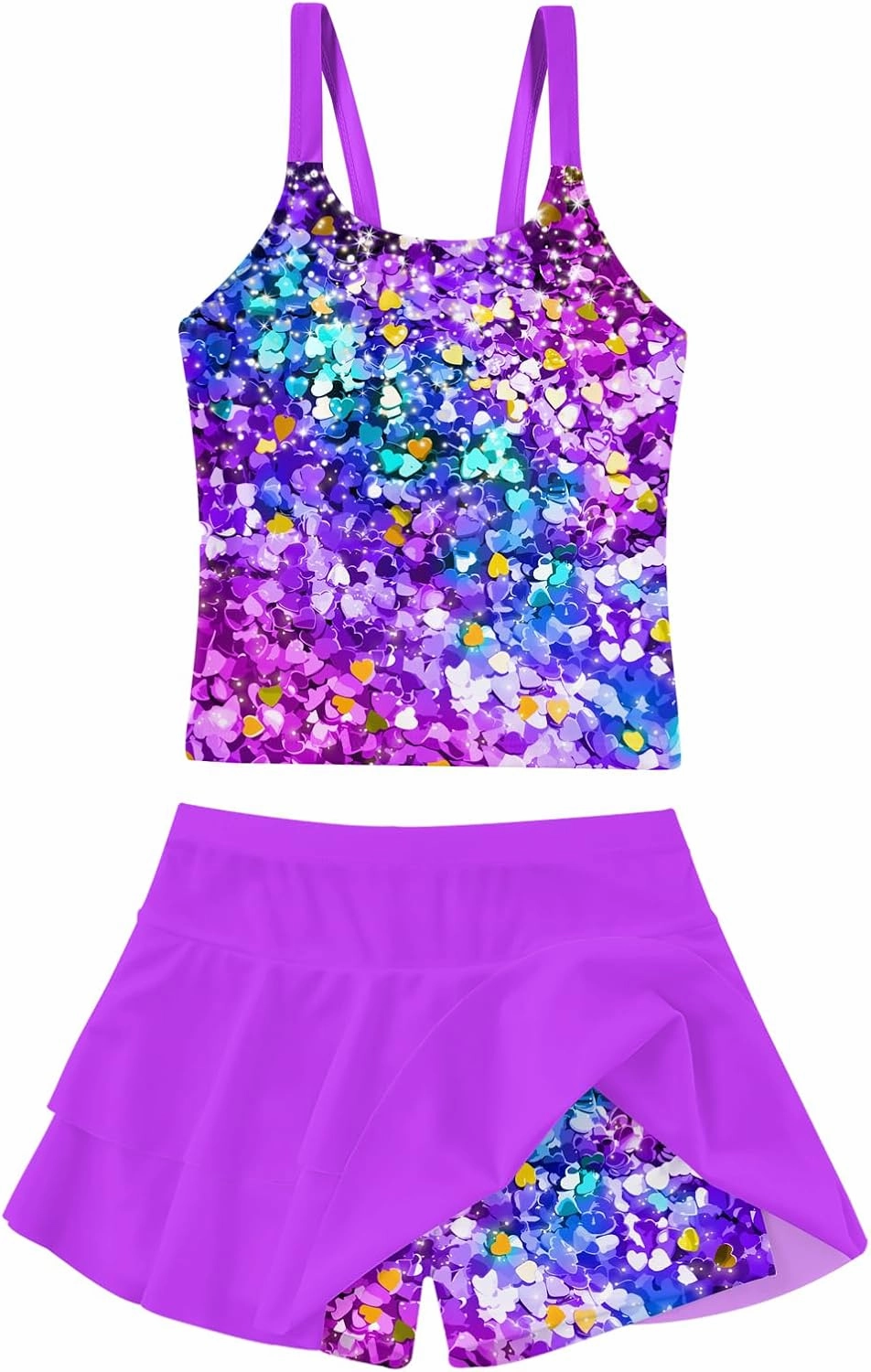 ALISISTER Girls Tankini Swimsuit Two Piece Bathing Suits Summer Beach Swimwear with Shorts for 7-12 Years