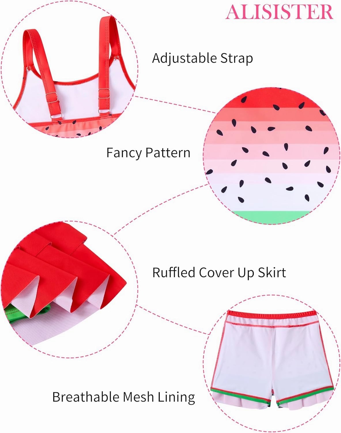 ALISISTER Girls Tankini Swimsuit Two Piece Bathing Suits Summer Beach Swimwear with Shorts for 7-12 Years